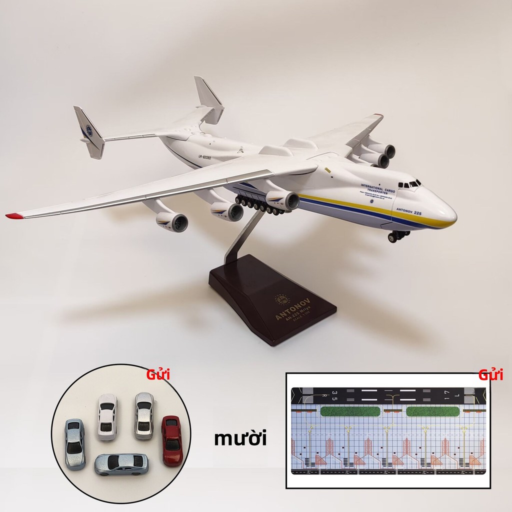 Mô Antonov AN225, hình bay vận tải AN225 tỷ lệ 1:200, đồ trang trí mô phỏng máy bay, quà tặng trẻ em