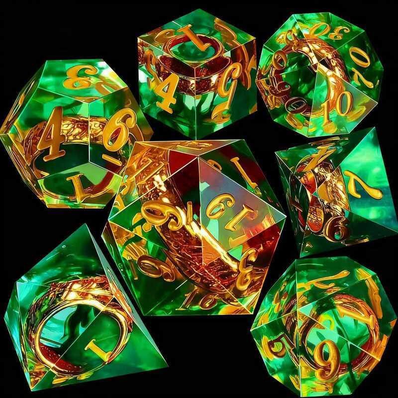 DND Resin Sharp Edge Dice Set, Dungeon and Dragon Polyhedron Game Nhập vai D & D Dice