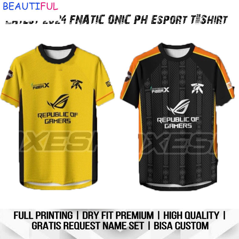 Áo thun thể thao FNATIC mới nhất 2024, tùy chỉnh biệt danh miễn phí