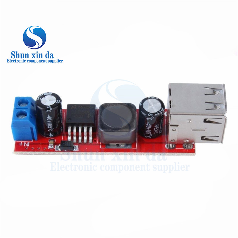 DC 6V-40V Sang 5V 3A Sạc USB Đôi DC-DC Mô Đun Chuyển Đổi Bước Xuống Cho Xe Sạc LM2596 Dual USB
