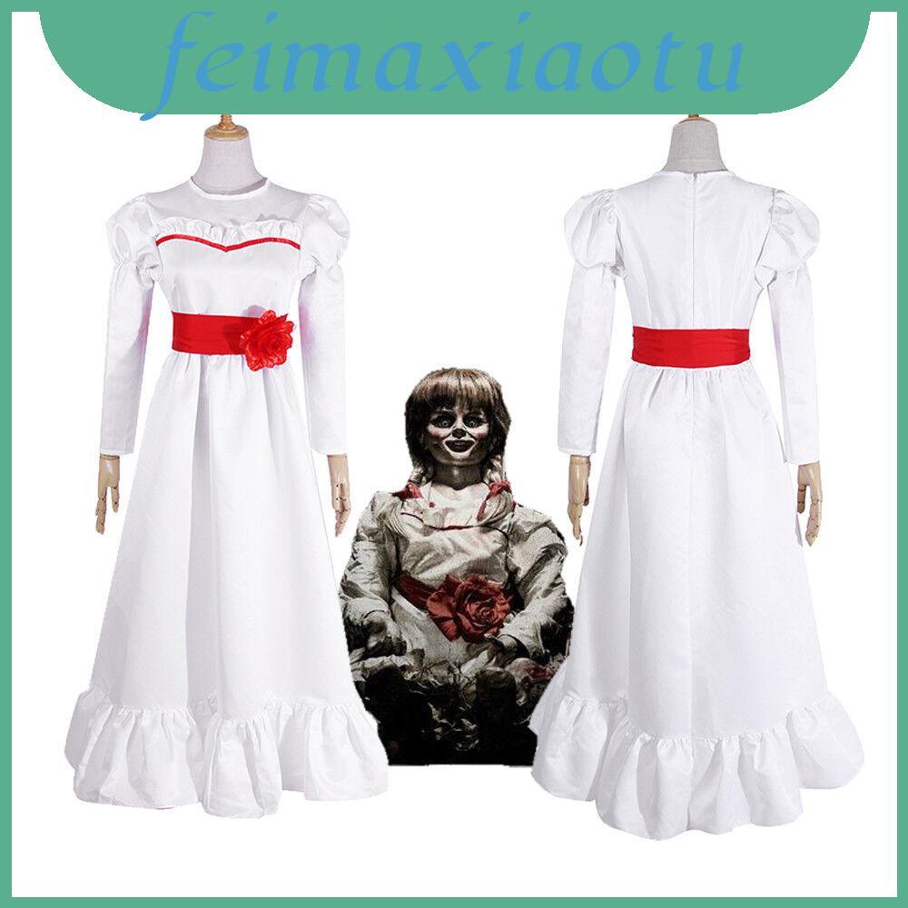 Alluring Cosplay Annabelle Trang Phục Sang Trọng Trắng Đầm Lý Tưởng Cho Halloween