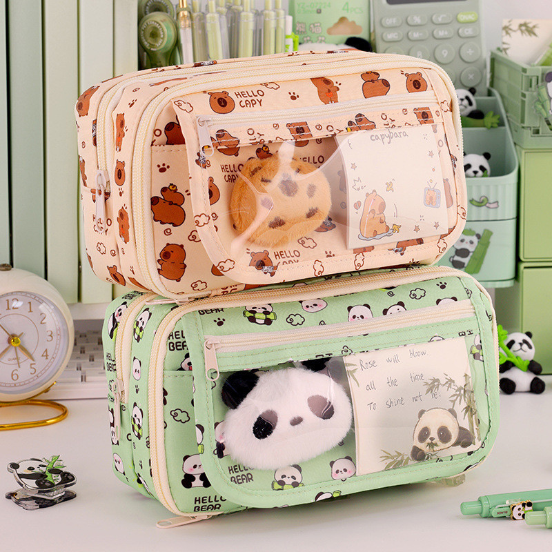 Monicoo School Season Panda Chín Lớp Hộp Đựng Bút Chì Dung Tích Lớn Sữa Thở Chống Bụi Bẩn Trường Tru