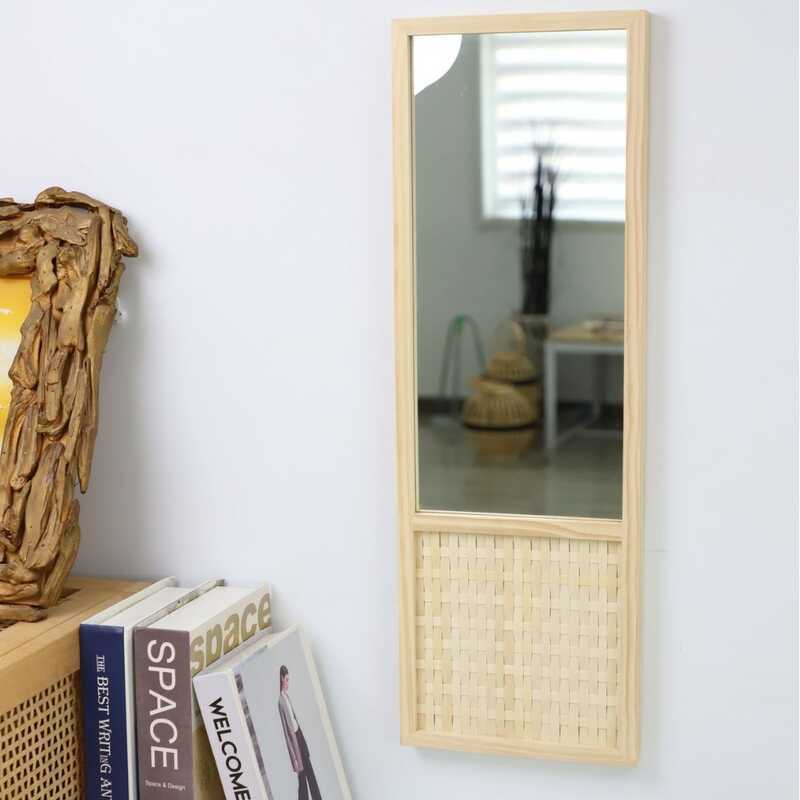 Bắc Âu Gỗ Chắc Chắn Mây Trang Điểm Handmade B & B Khách Sạn Lối Vào Treo Tường Gương Trang Trí Phòng