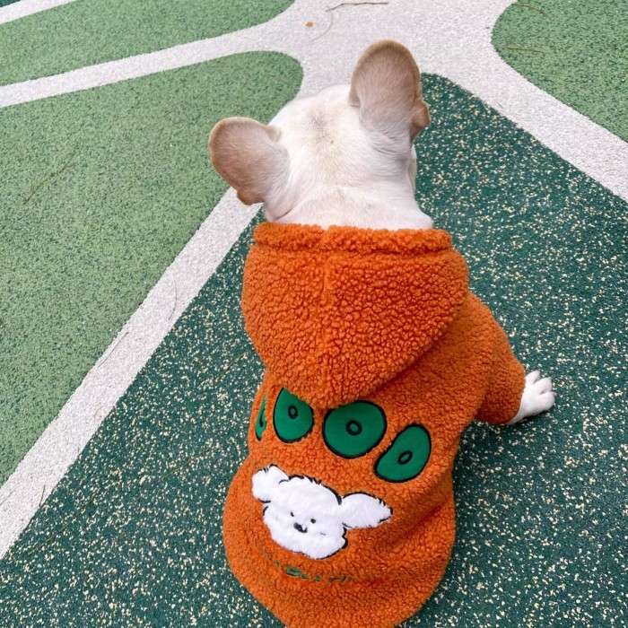 Có Mũ Trùm Đầu Thu Đông Thú Cưng Chó Pháp Chiến Đấu Quần Áo Dày Cừu Lông Cừu Ấm Bull Bull Bull Bull 