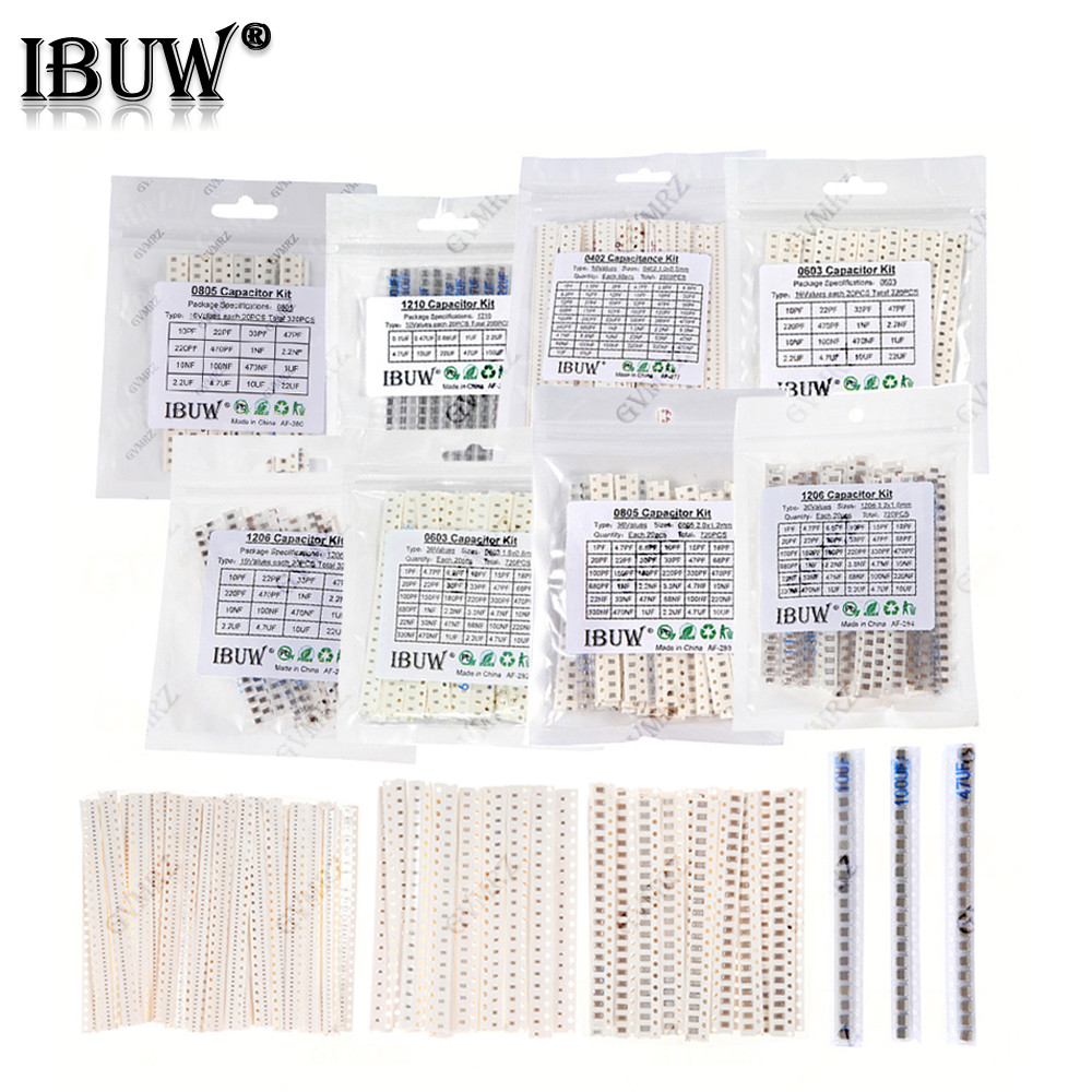 0402 0603 0805 1206 Bộ tụ gốm sứ SMD 1pF - 10uF 100PF 10NF 100NF 0.47UF 1UF Bộ điện dung Chip