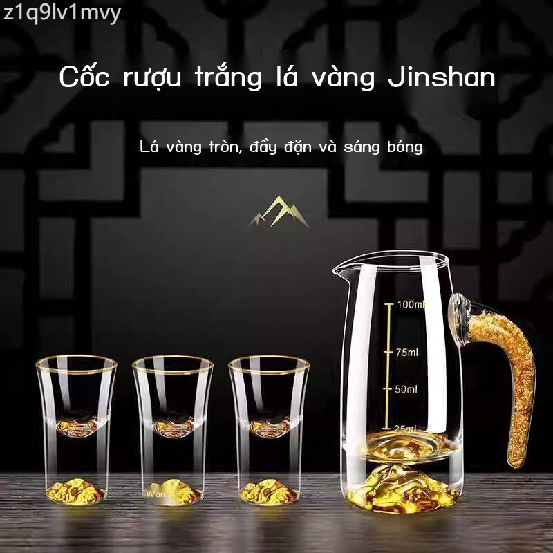 [HOT HIT] Bộ vang trắng cao cấp, sang trọng, có lá vàng, dùng một lần, ly rượu nhỏ, rót 2 ounce, 1