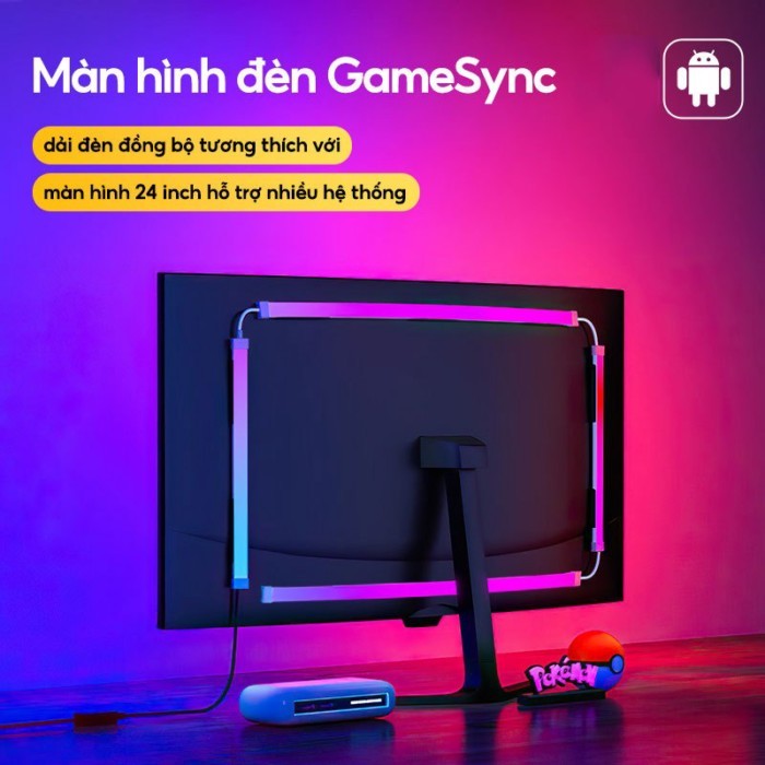 Dây Đèn Led 4 Cạnh - Tương Thích HĐH Window / MacOS - Dán Lưng Màn Hình Dùng Cho 24/27 Inch