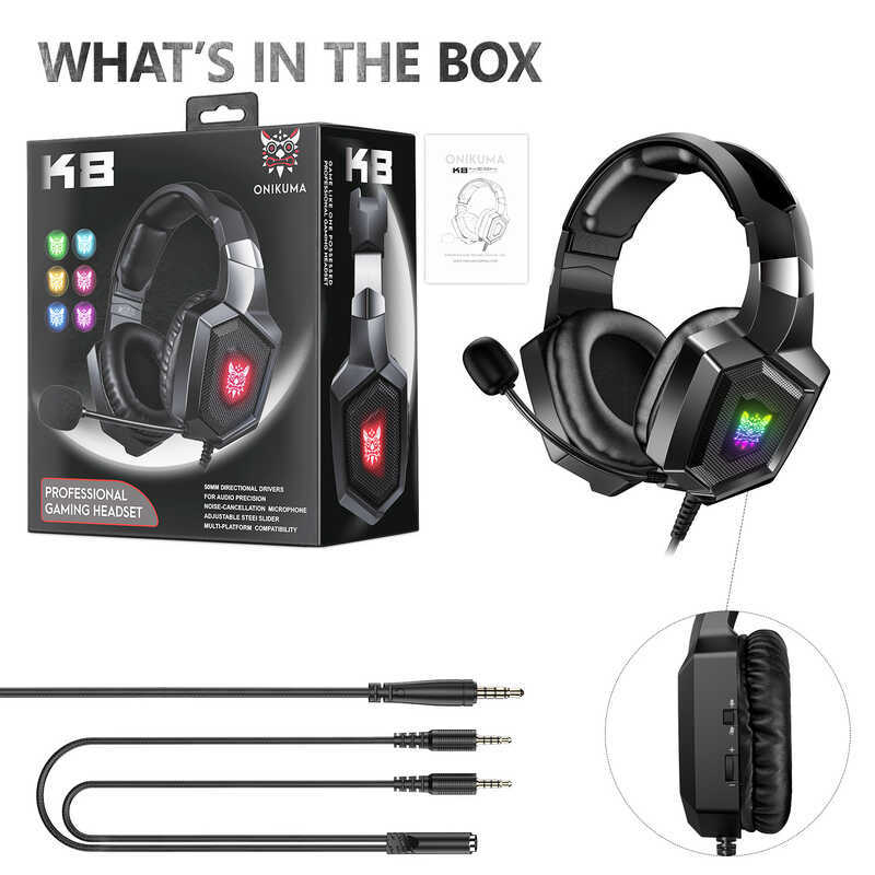 Tai nghe ONIKUMA K8 Tai nghe chơi game Máy tính có tai nghe gà ăn lúa mì Tai nghe có dây PS4