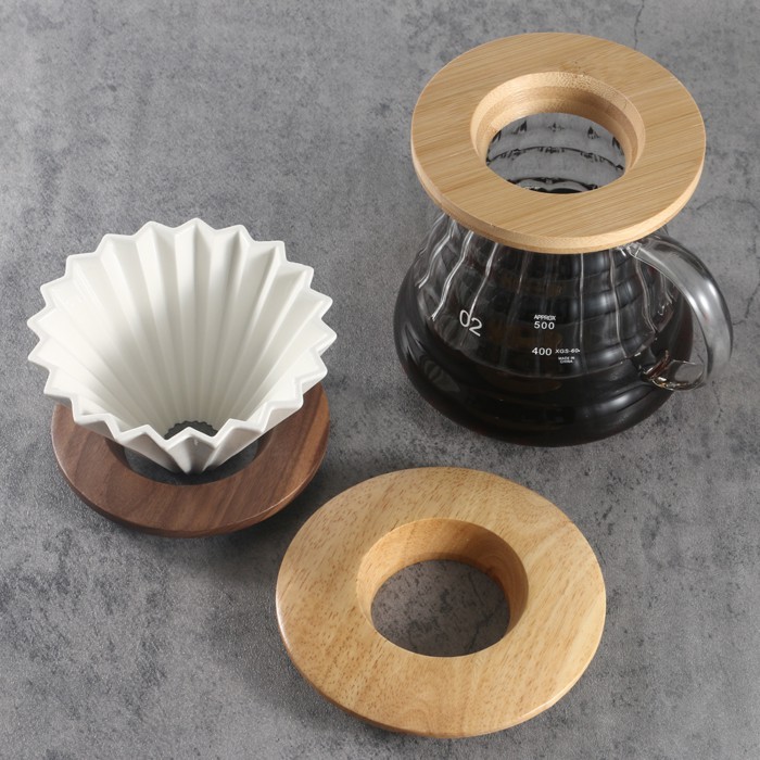Dụng cụ pha cà phê Khay tre Khay gỗ óc chó Khay gỗ Thích hợp cho cốc lọc Origami Cốc lọc gốm Cốc lọc
