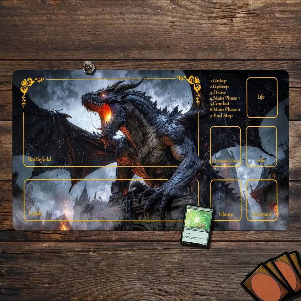 Playmat MTG Playmat Thảm Chuột Rồng Chống Trơn Trượt Bền Khâu Cạnh 35X60CM Thảm Để Bàn tapete magic 