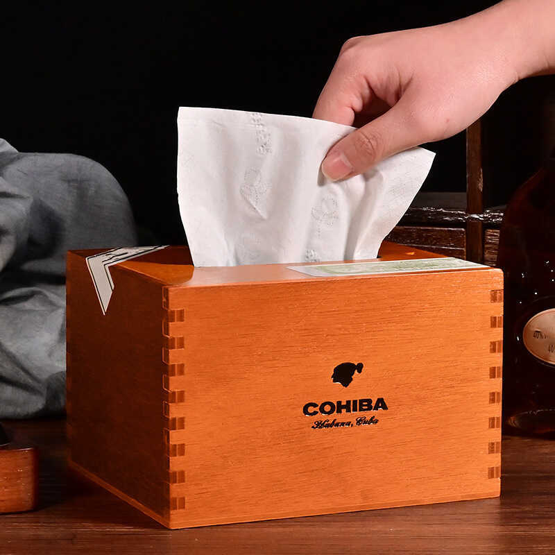 Hộp đựng khăn giấy Cigar Century No. 6 Hộp đựng khăn giấy gia dụng bằng gỗ tuyết tùng sáng tạo