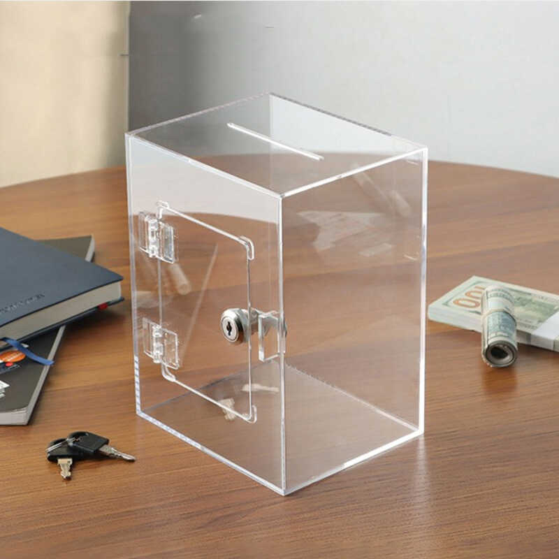 Khóa trong suốt Acrylic Piggy Bank Tiền tệ Ngân hàng Piggy Bank Coin Bank