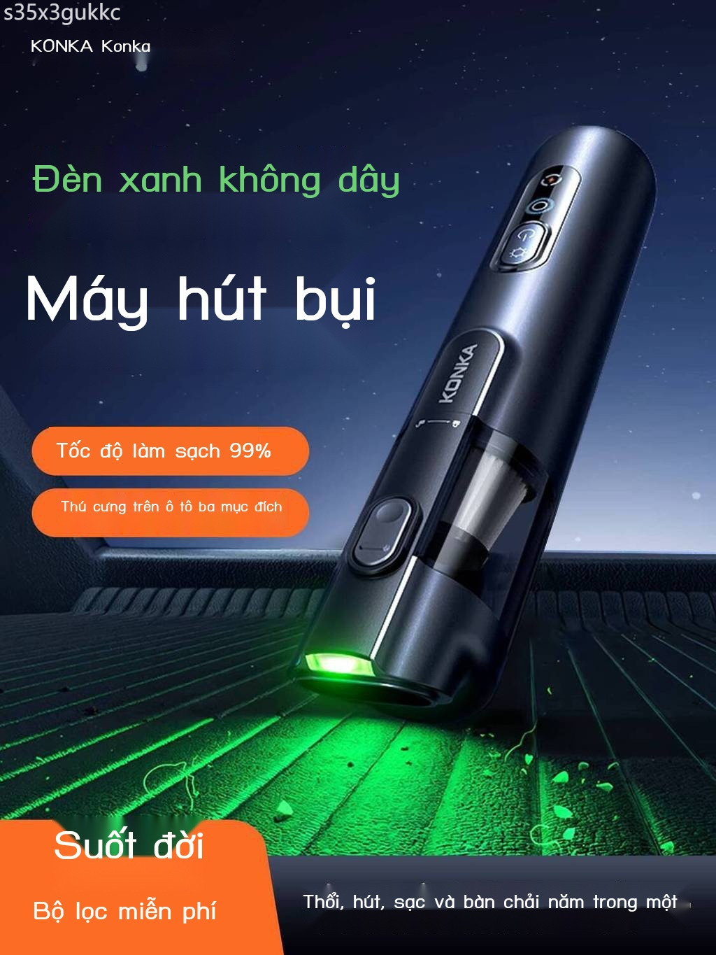 [SIÊU HOT 2026] Máy tô chổi than Konka với lực siêu mạnh, máy hút bụi và thổi khí cầm tay không dây