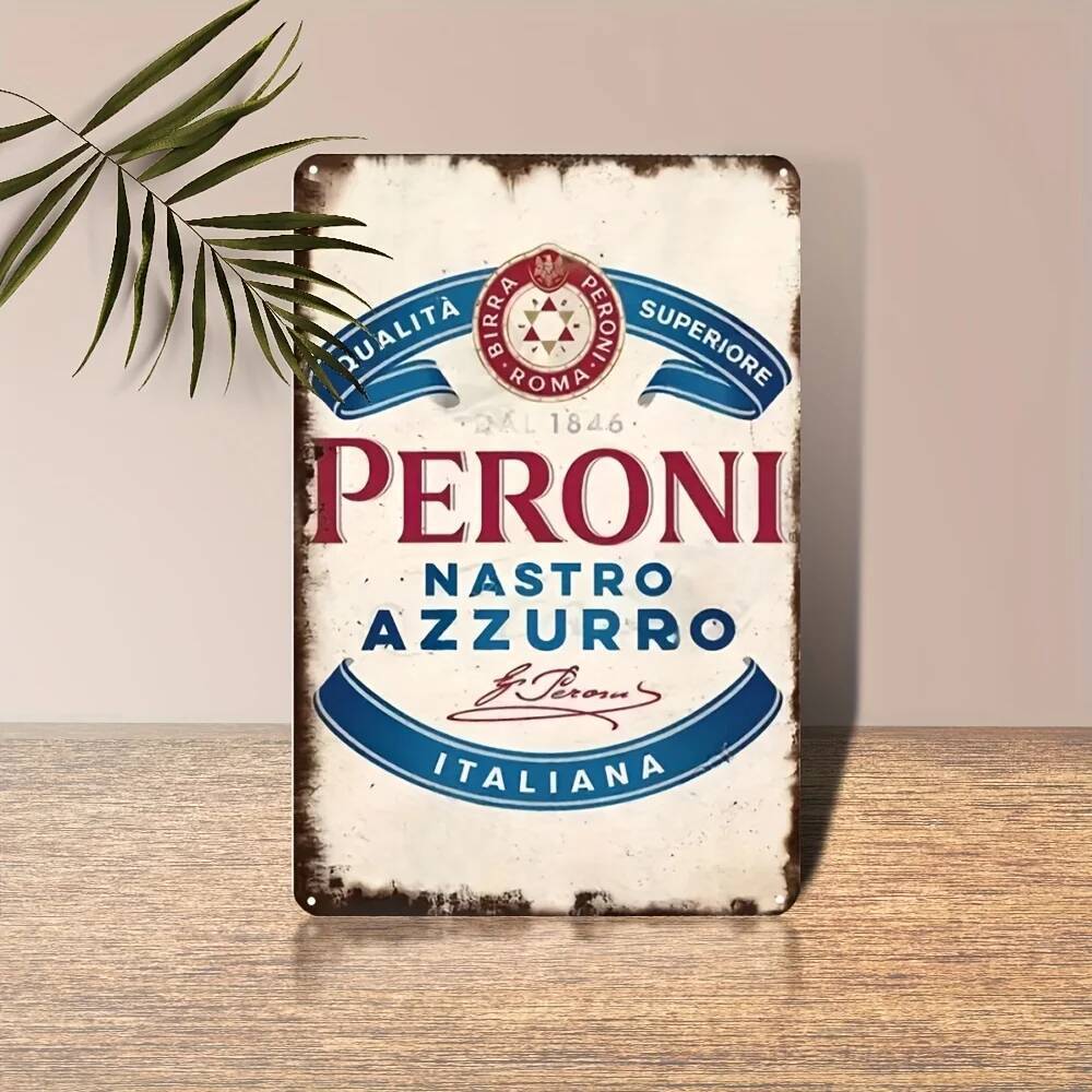 Vintage Peroni Nastro Azzurro Bia Ý Kim Loại Tín Hiệu, Mộc Mạc Sắt Dán Tường Cho Gia Đình, Thanh, Nh