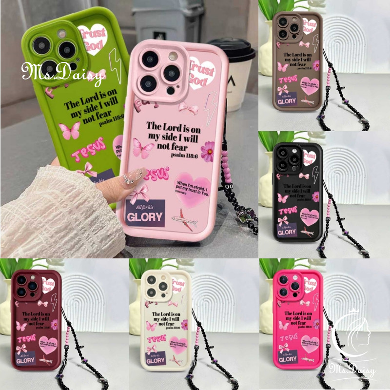 Vỏ Điện Thoại Bướm Nơ Tình Yêu Màu Hồng Thời Trang Cho OPPO A3 Pro A3X A40 A60 A80 5G Hạt Dây Xích V