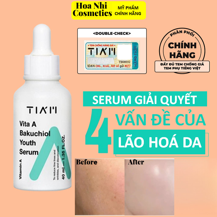 TIA'M - Hỗ Trợ Dưỡng Da Căng Bóng Tia'm Vita A Bakuchiol Youth Serum 40ml
