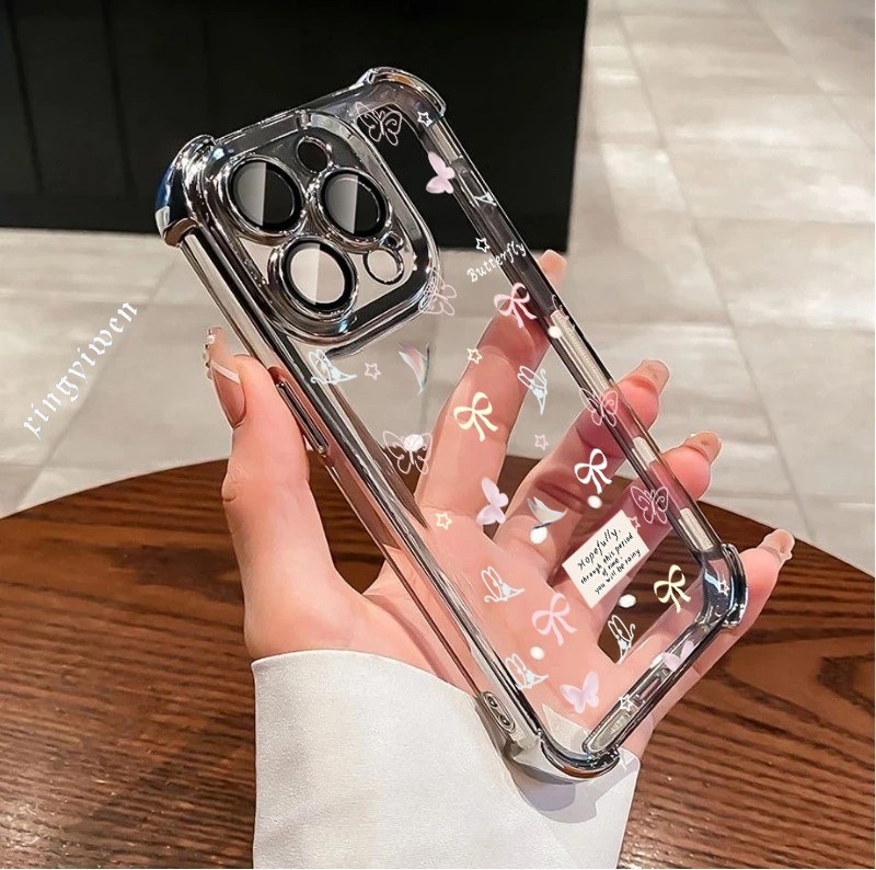 OPPO CPH2031 CPH2579 CPH2239 CPH2387 CPH2387 CPH2387 Nơ đỏ có hoa nhỏ Ốp điện thoại trong suốt chống