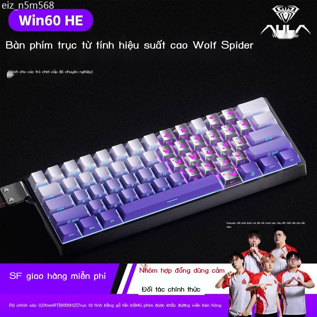 [GIÁ TỐT CHỌN MẪU] Bàn phím cơ Wolf Spider WiN60HE Twilight Butterfly, công tắc từ tính, RT, chơi g
