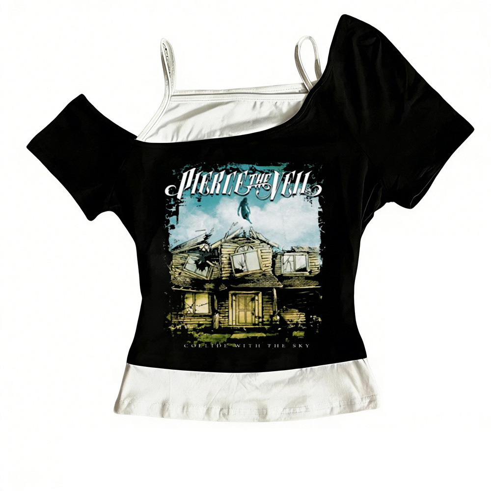 Crop-top mùa hè thiết kế gyaru cổ điển, phong cách Harajuku