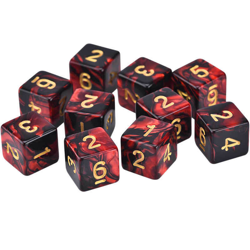 D6 Dungeon and Dragon D & D6 Sides Wanzhi Đạo cụ thương hiệu Xúc xắc 16MM Số 1-6 Xúc xắc Đỏ Đen Hai 