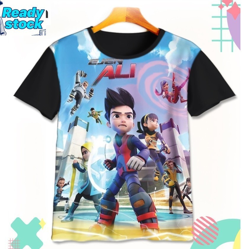 Áo thun trẻ em Ejen Ali V5 Ejen Ali Phim hoạt hình in 3D
