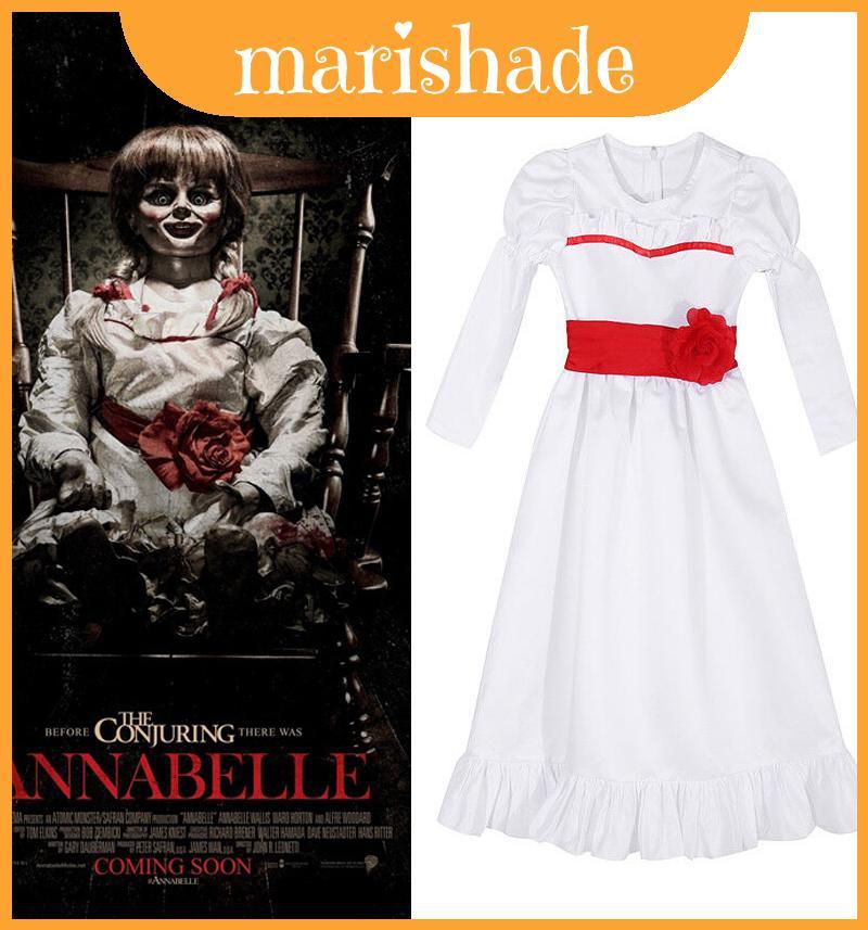 Tuyệt đẹp Annabelle Creation Váy Halloween Trang phục trắng thanh lịch Người đam mê Cosplay