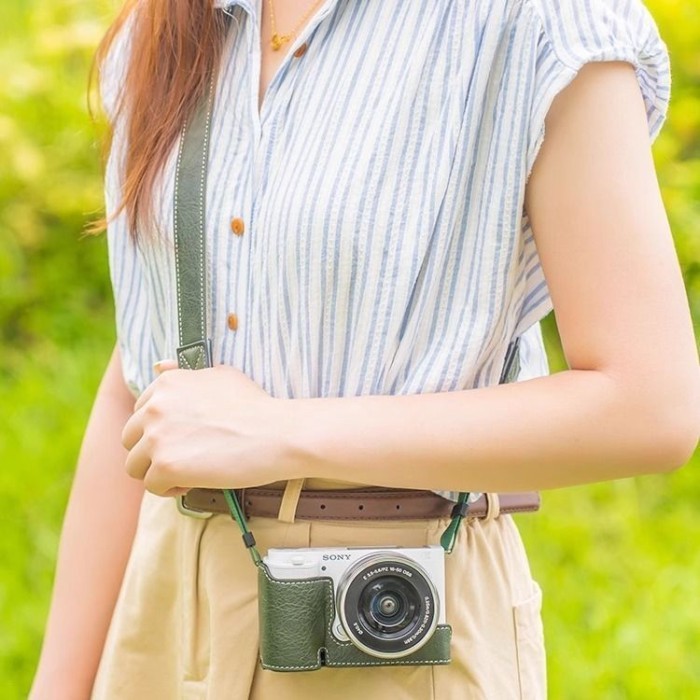 Túi đựng máy ảnh Sony ZVE10 a6400 Vỏ bảo vệ zve10 Micro Đơn Nửa Đế A6700 Bao da Phụ kiện