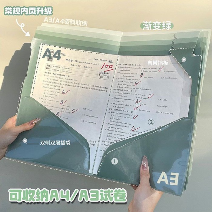 A4 Single Page Gradient Color Folder Thư mục giấy kiểm tra dày chống thấm nước a3 Báo cáo Lịch tập t