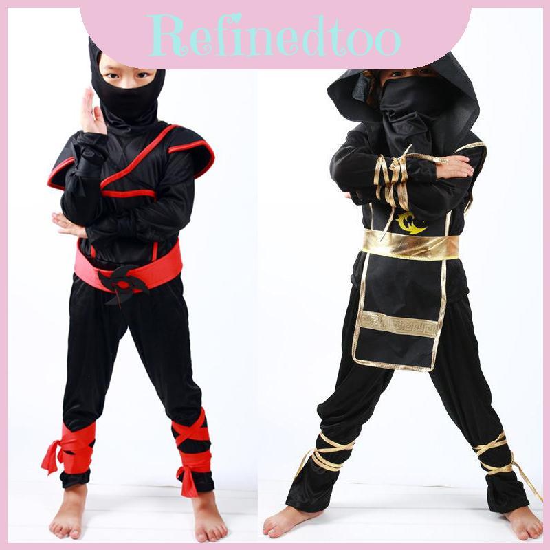 Bé trai hấp dẫn Trẻ em Ninja Assassin Trang phục chiến binh Nhật Bản với mặt nạ ruy băng và