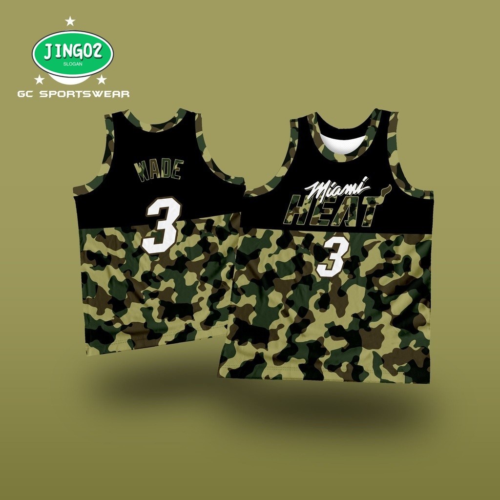 (JING02) MIAMI HEAT ARMY WADE GC JERSEY FULL SUBLIMATION