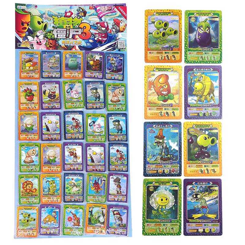 Cây thật vs. Zombies 3 Thẻ Mini Vuông Thẻ 3 Miếng Có Thẻ Flash Đồ Chơi Thẻ Nhỏ Bộ Sưu Tập Thẻ