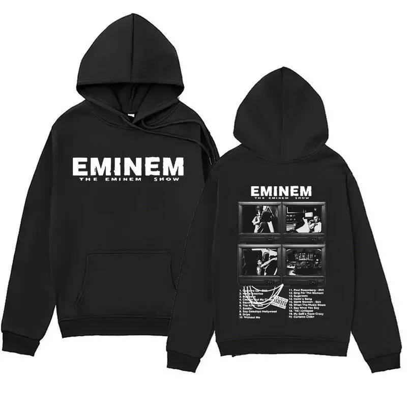 Nam Nữ Áo Khoác Quá Khổ Thời Trang Dạo Phố Với Họa Tiết Album Nhạc Bốn Mùa Của Eminem