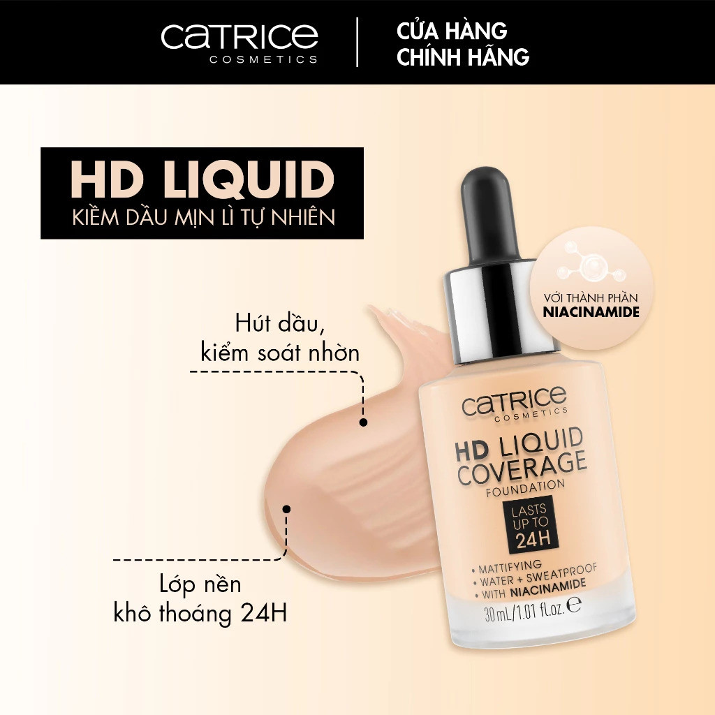 [Bill Đức]Kem nền Chính Hãng Catrice HD Liquid Coverage Foundation - COD