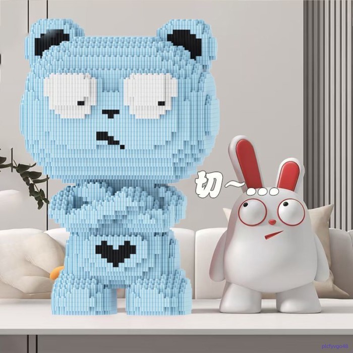 Cute Bear Expression Compatible With Lego Building Blocks Small Particle Puzzle Assembly Handmade D