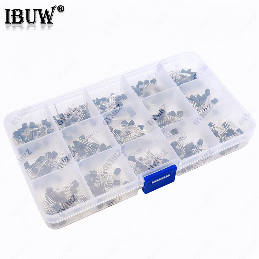 Bộ 300 Bộ 15Values TO-92 Transistor Các Loại (2N222 / S8050 / 2N3904, v.v.) cho Dự Án Điện Tử Arduin