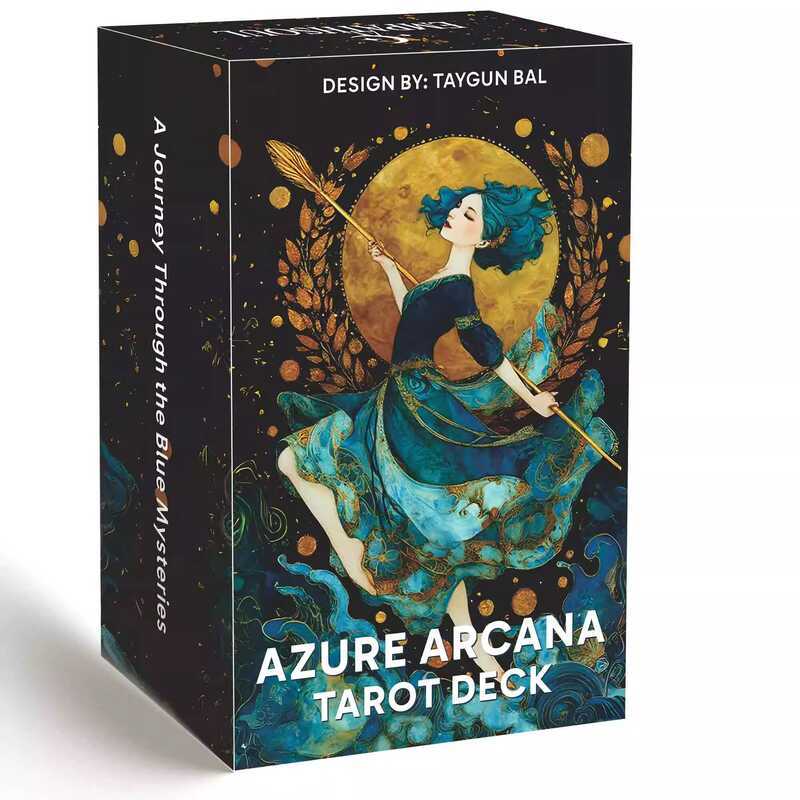 Blue Mystery Tarot Azure Arcana Tarot Heaven and Earth Cover 12X7CM Trò chơi bài tiếng Anh