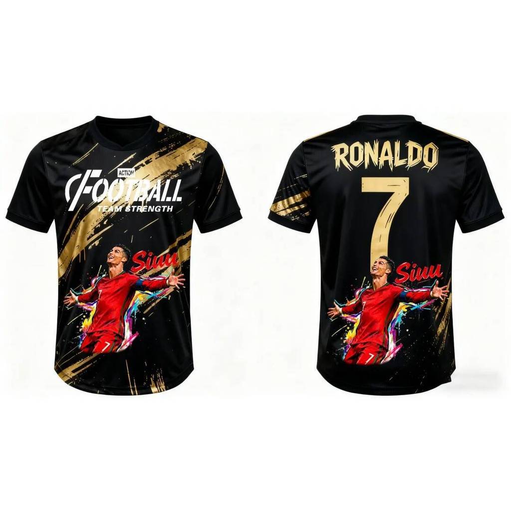 Áo Bóng Đá Ronaldo Số 7 Thiết Kế Graffiti, Khô Nhanh, Phù Hợp Cho Trẻ Em 2026