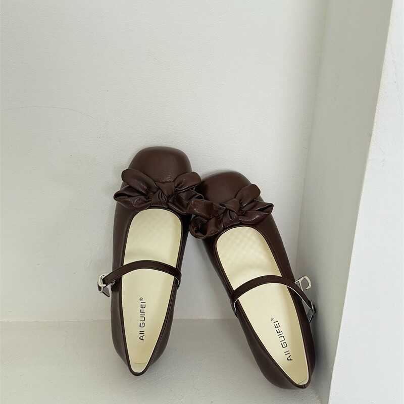 AII GUIFEI Pháp Ba Lê Phong Cách Mary Jane Giày Nữ Bên Trong Tăng Chiều Cao Nơ Nông Miệng Tất Cả Trậ