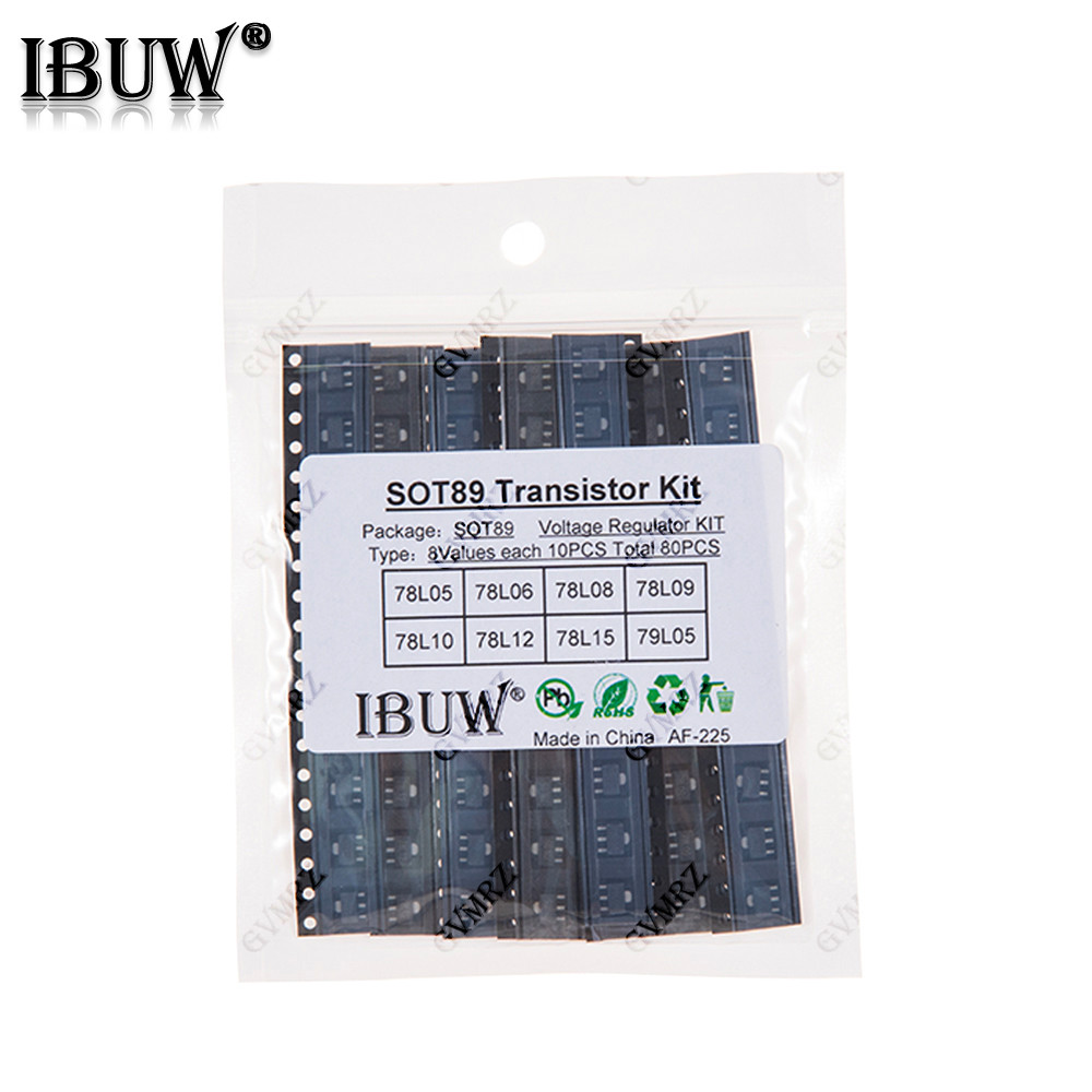 80 CHIẾC 8Values SOT89 Bộ Transistor (78L05 / 78L06 / 78L12, v.v.) Bộ điều chỉnh điện áp cho dự án n