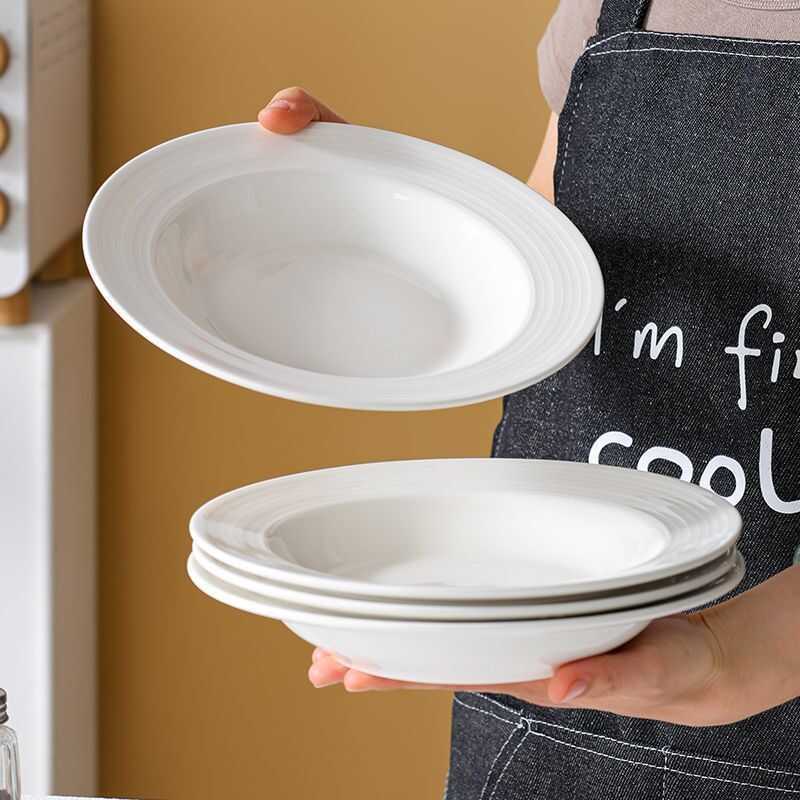 Thiết Kế Hộ Gia Đình Mũ Rơm Đĩa Retro Pasta Đĩa Salad Giá Trị Cao Nông Đĩa Canh Bắc Âu Pasta Đĩa Ren