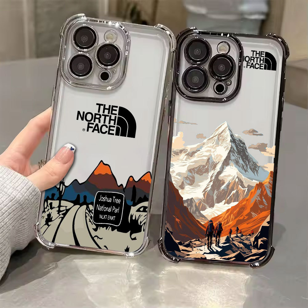 Ốp lưng mạ điện phạm vi núi The North Face cho Samsung A57 5G A37 A17 A07 Vỏ trong suốt Galaxy A56 A