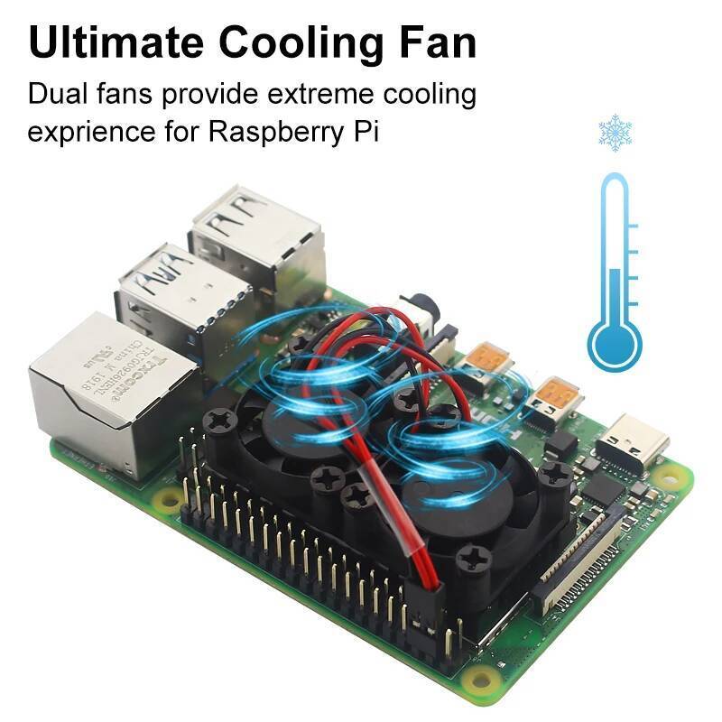 Raspberry Pi 4 Model B Quạt Kép Có Tản Nhiệt Quạt Làm Mát Đôi Tản Nhiệt Cho Raspberry Pi 4 4B