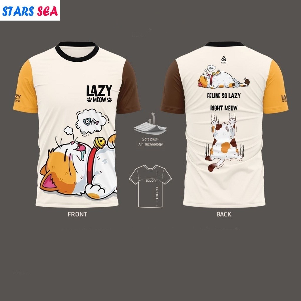 Áo thun Lazy Cat Pattern Edition Thái Lan Áo thun hoạt hình
