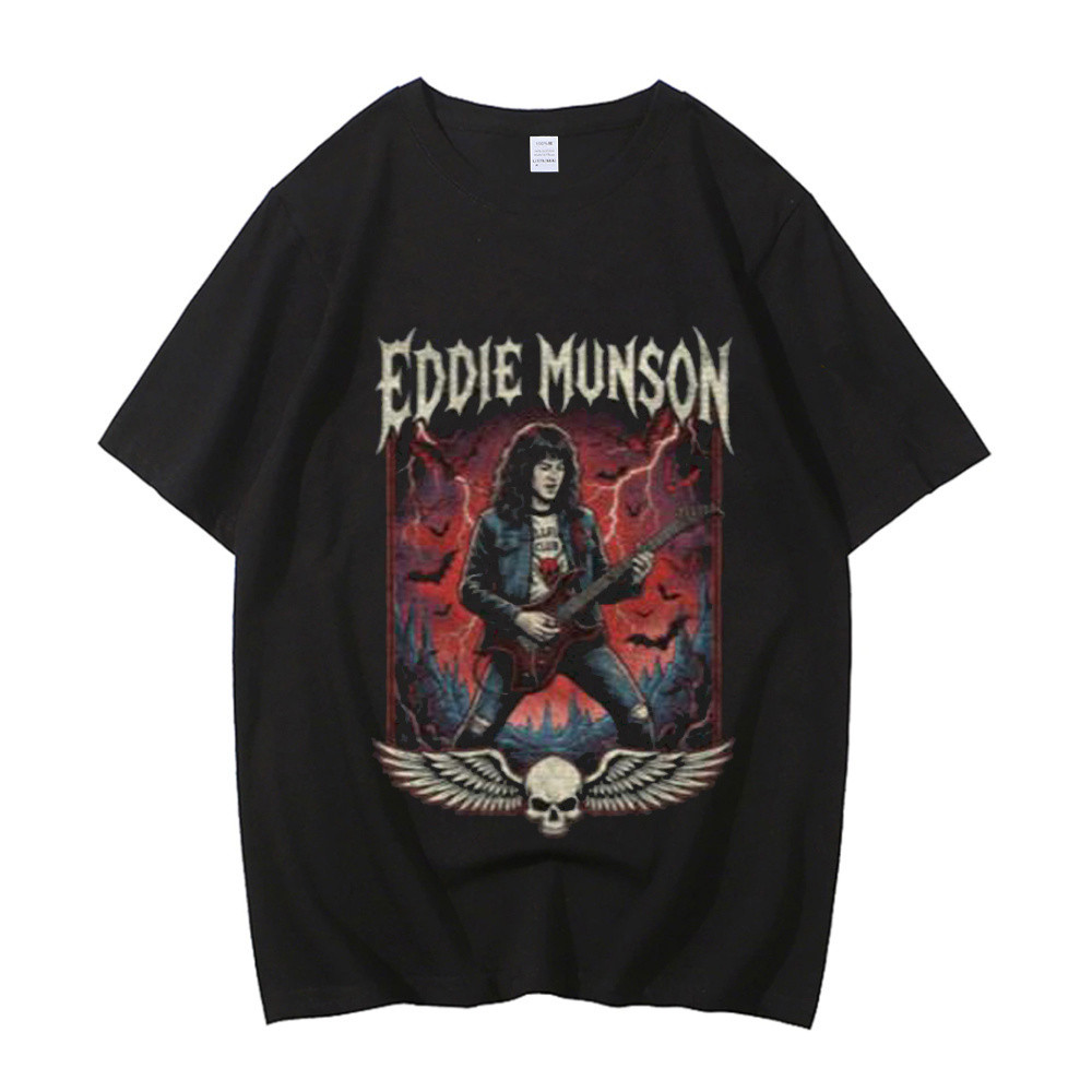 Eddie Munson Áo Thun Cotton Style Harajuku Hip Hop Retrô - Phù Hợp Thời Trang Học Đường