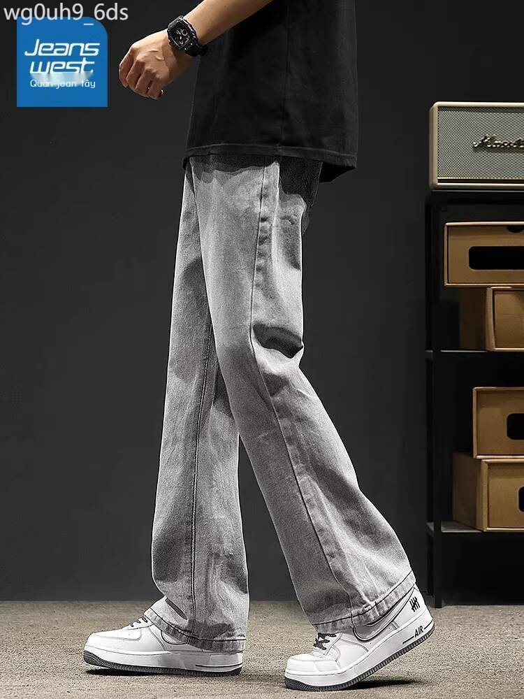 [GIÁ SỐC] Quần jeans West American Retro ống loe cho nam, mùa thu và đông mới, quần dài thẳng rộng,
