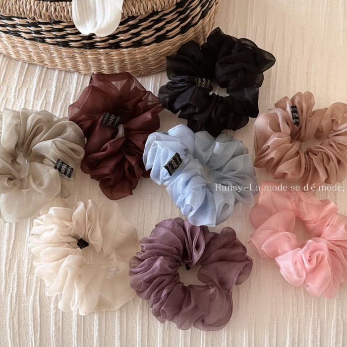 Ness Home Dây Buộc Tóc Hàn Quốc Phong Cách Hàn Quốc Màu Trơn Gạc Scrunchy Dây Buộc Tóc Cao Cấp Scrun