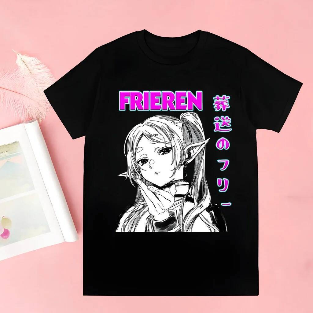 Áo phông nam Frieren Beyond Journey's End - cổ tròn, thiết kế ngộ nghĩnh cho mùa hè