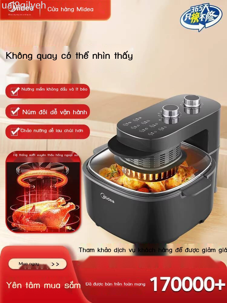 [ HOT Sale ] Nồi chiên không dầu Midea Smart Home chính hãng 2024 mới, dung tích lớn, lò nướng điện