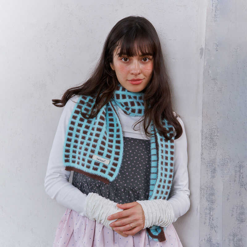 Khăn Len Waxy Waffle Phong Cách Hàn Quốc Cho Học Sinh Mùa Đông Giữ Ấm