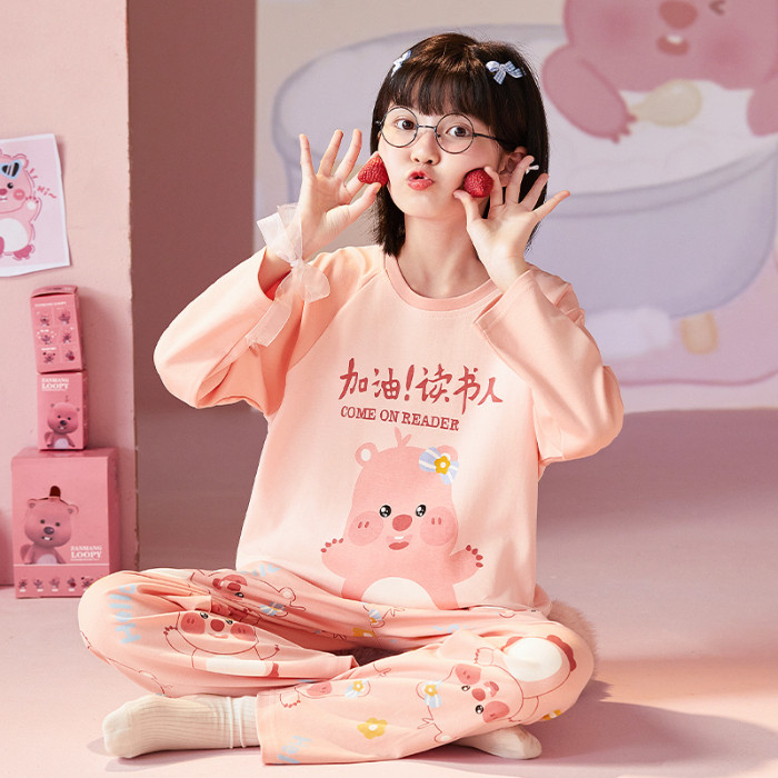 2026 New Year Edition Affordable Kids Sleepwear Kid's Long Sleeve Round-Neck Whimsical Girl's Pajama